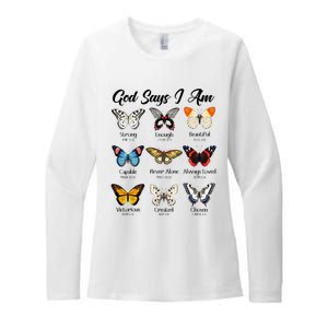 God Says I Am Butterfly Christian Jesus Lover Religious Womens CVC Long Sleeve Shirt