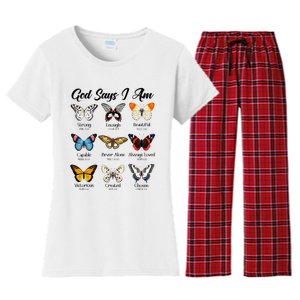 God Says I Am Butterfly Christian Jesus Lover Religious Women's Flannel Pajama Set