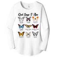 God Says I Am Butterfly Christian Jesus Lover Religious Women's Perfect Tri Tunic Long Sleeve Shirt