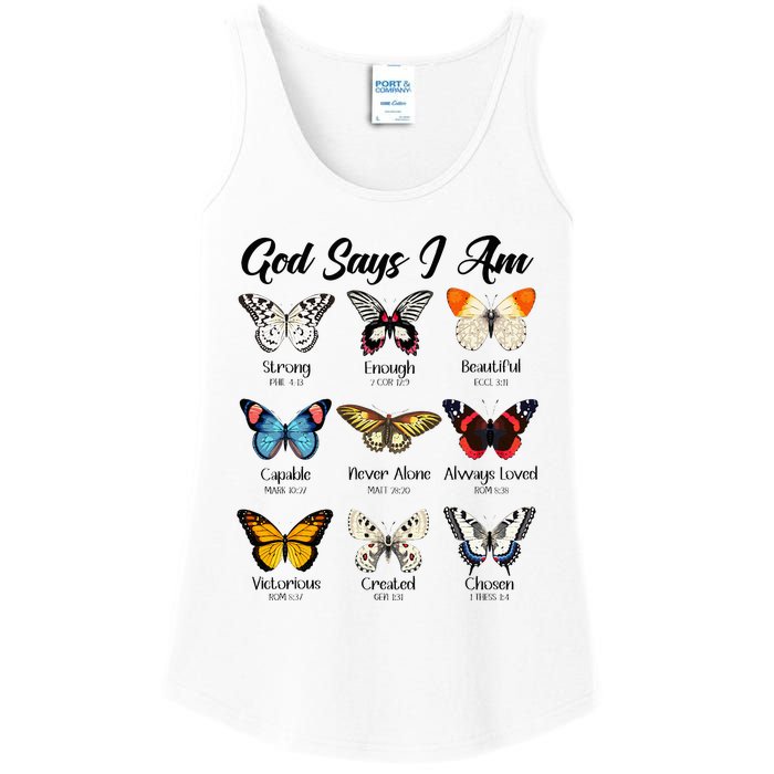 God Says I Am Butterfly Christian Jesus Lover Religious Ladies Essential Tank