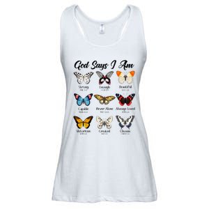 God Says I Am Butterfly Christian Jesus Lover Religious Ladies Essential Flowy Tank