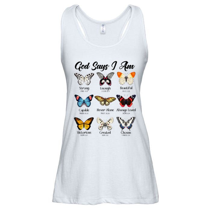 God Says I Am Butterfly Christian Jesus Lover Religious Ladies Essential Flowy Tank