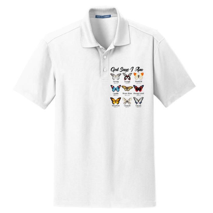 God Says I Am Butterfly Christian Jesus Lover Religious Dry Zone Grid Polo