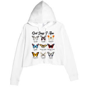 God Says I Am Butterfly Christian Jesus Lover Religious Crop Fleece Hoodie