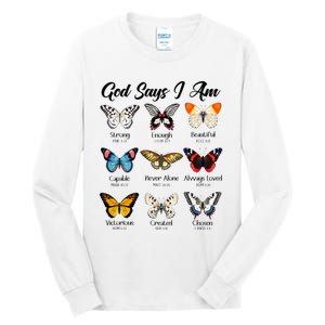 God Says I Am Butterfly Christian Jesus Lover Religious Tall Long Sleeve T-Shirt