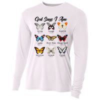 God Says I Am Butterfly Christian Jesus Lover Religious Cooling Performance Long Sleeve Crew