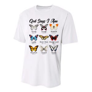 God Says I Am Butterfly Christian Jesus Lover Religious Performance Sprint T-Shirt