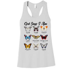 God Says I Am Butterfly Christian Jesus Lover Religious Women's Racerback Tank