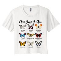 God Says I Am Butterfly Christian Jesus Lover Religious Women's Crop Top Tee