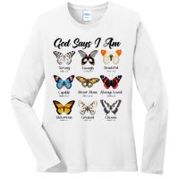 God Says I Am Butterfly Christian Jesus Lover Religious Ladies Long Sleeve Shirt