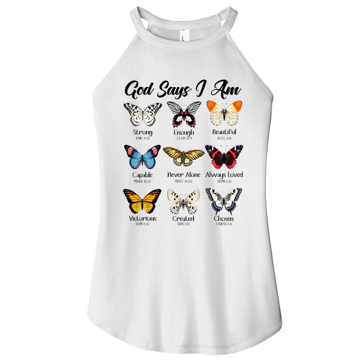 God Says I Am Butterfly Christian Jesus Lover Religious Women's Perfect Tri Rocker Tank