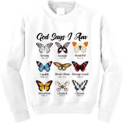 God Says I Am Butterfly Christian Jesus Lover Religious Kids Sweatshirt