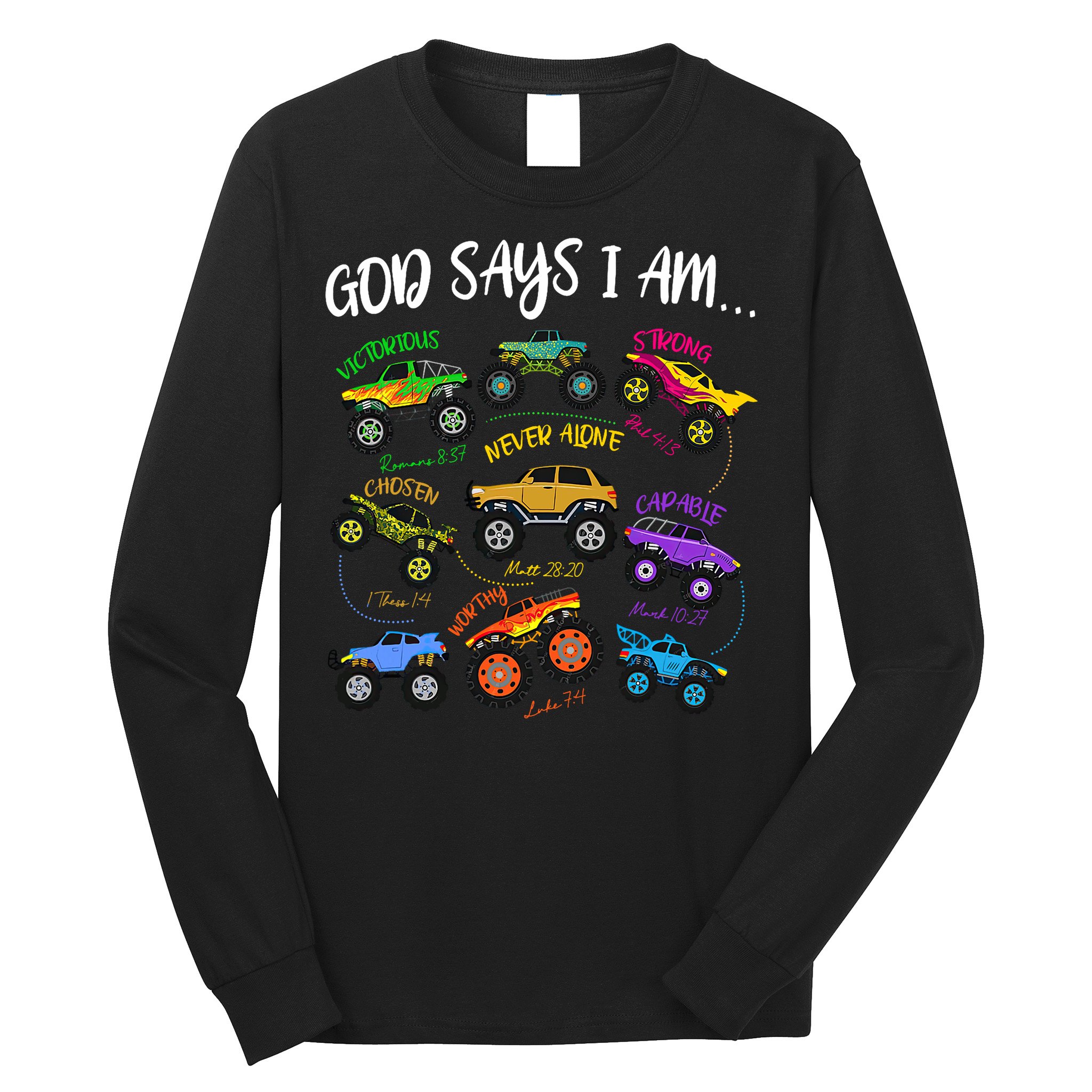 God Says I-Am Christian Easter Truck Religious  Long Sleeve Shirt