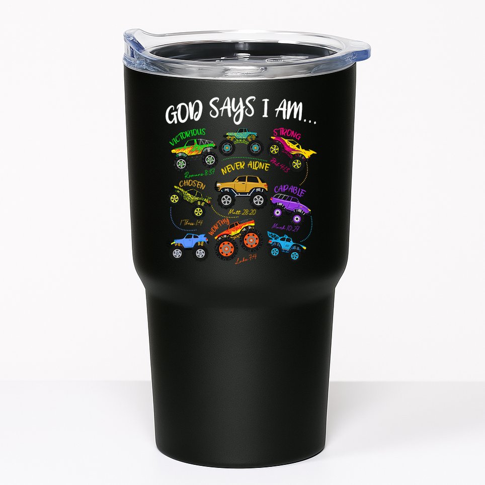 God Says I-Am Christian Easter Truck Religious  Tumbler