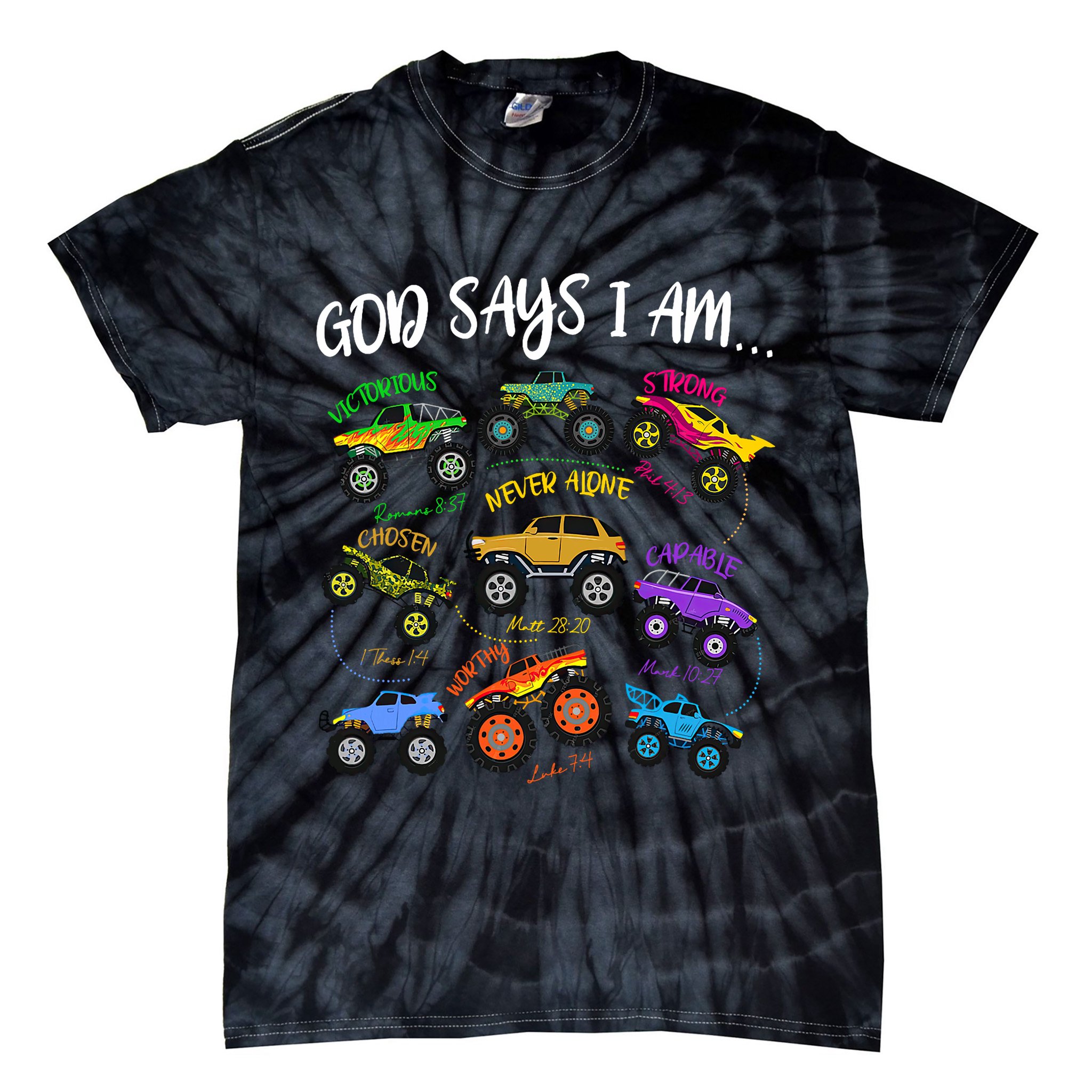 God Says I-Am Christian Easter Truck Religious  Tie-Dye T-Shirt