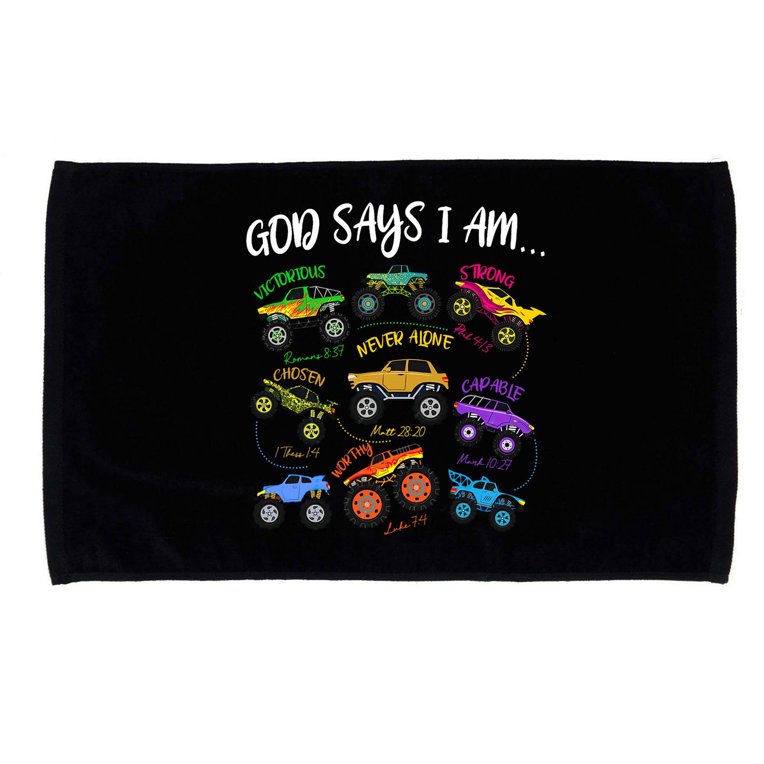 God Says I-Am Christian Easter Truck Religious  Microfiber Hand Towel