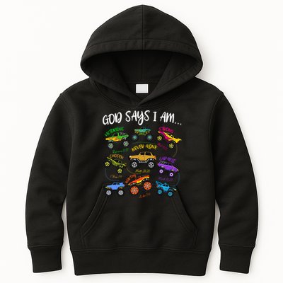 God Says I-Am Christian Easter Truck Religious  Kids Hoodie