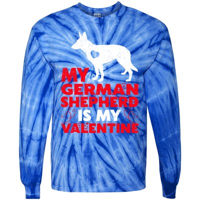 Ger Shepherd Is My Valentine Ger Shepherd Valentine's Gift Tie-Dye Long Sleeve Shirt