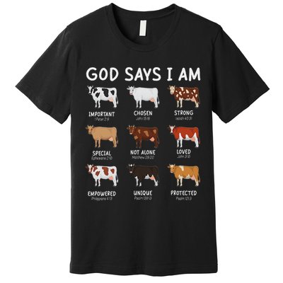 God Says I Am Cute Heifer Cow Bible Verse Christian Premium T-Shirt