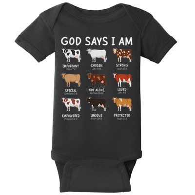 God Says I Am Cute Heifer Cow Bible Verse Christian Baby Bodysuit