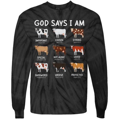God Says I Am Cute Heifer Cow Bible Verse Christian Tie-Dye Long Sleeve Shirt
