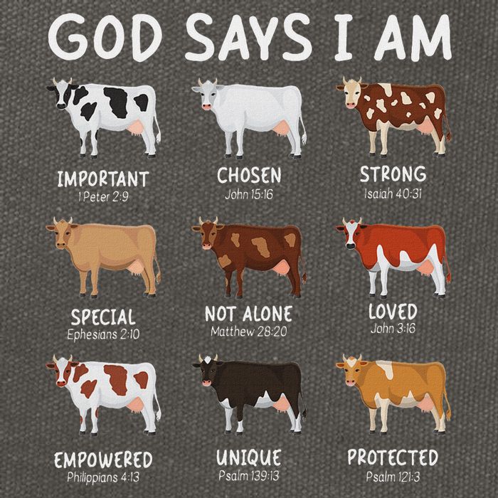 God Says I Am Cute Heifer Cow Bible Verse Christian Cotton Canvas Backpack
