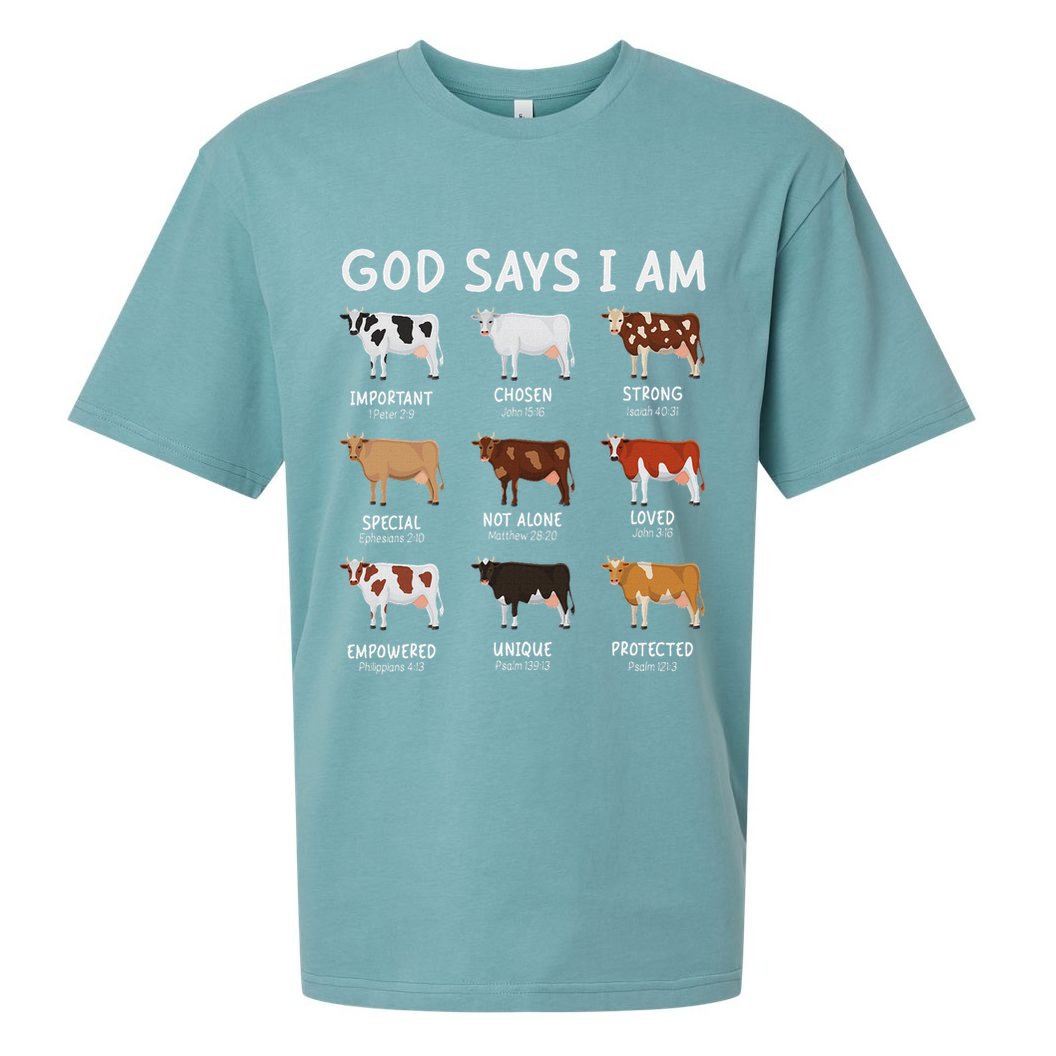 God Says I Am Cute Heifer Cow Bible Verse Christian Sueded Cloud Jersey T-Shirt