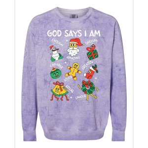 God Says I Am Christmas Lover   Christian Colorblast Crewneck Sweatshirt