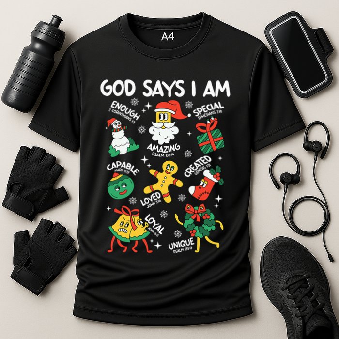 God Says I Am Christmas Lover   Christian Cooling Performance Crew T-Shirt