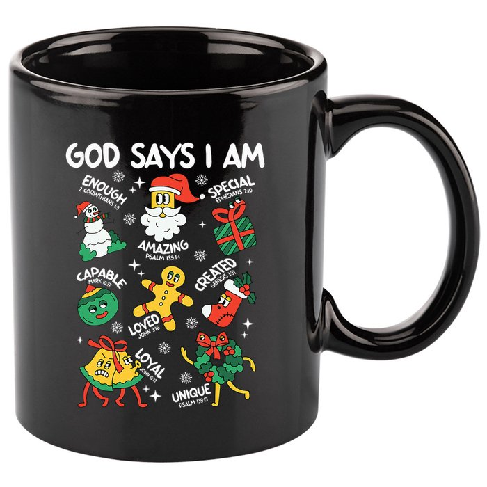 God Says I Am Christmas Lover   Christian 11oz C Handle Ceramic Mug