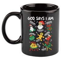 God Says I Am Christmas Lover   Christian 11oz C Handle Ceramic Mug