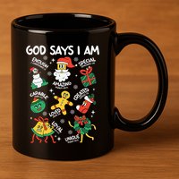 God Says I Am Christmas Lover   Christian 11oz C Handle Ceramic Mug