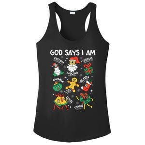 God Says I Am Christmas Lover   Christian Ladies PosiCharge Competitor Racerback Tank