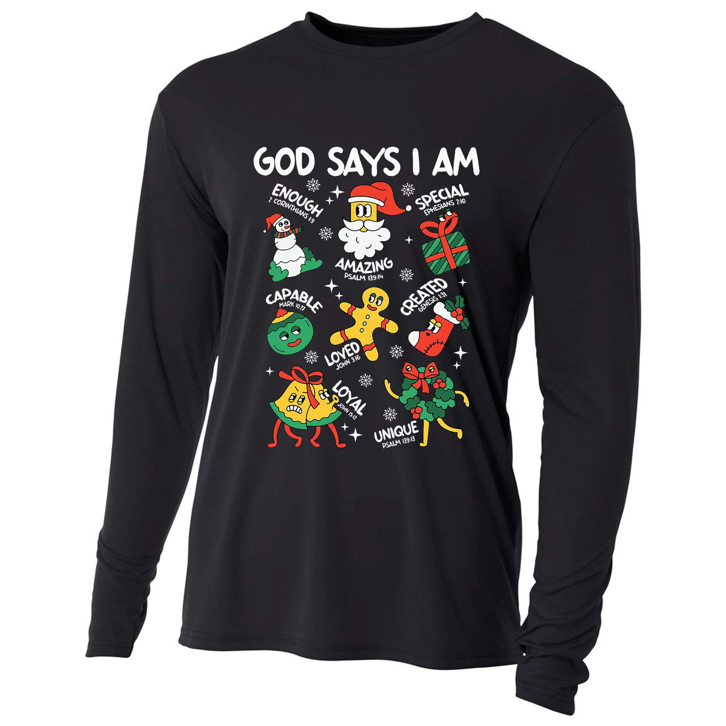 God Says I Am Christmas Lover   Christian Cooling Performance Long Sleeve Crew