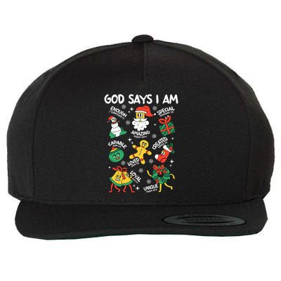 God Says I Am Christmas Lover   Christian Wool Snapback Cap