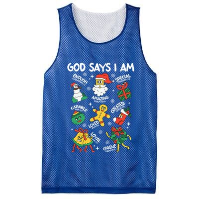 God Says I Am Christmas Lover   Christian Mesh Reversible Basketball Jersey Tank