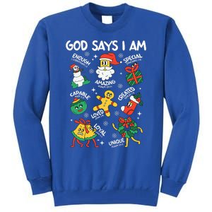 God Says I Am Christmas Lover   Christian Tall Sweatshirt