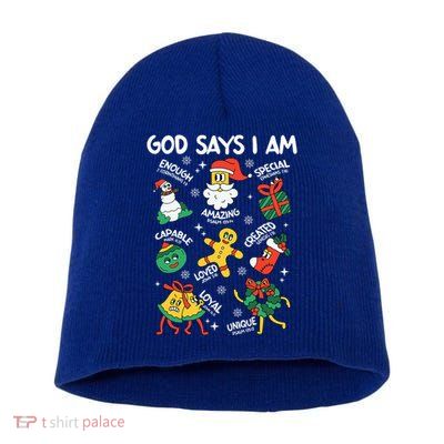 God Says I Am Christmas Lover   Christian Short Acrylic Beanie