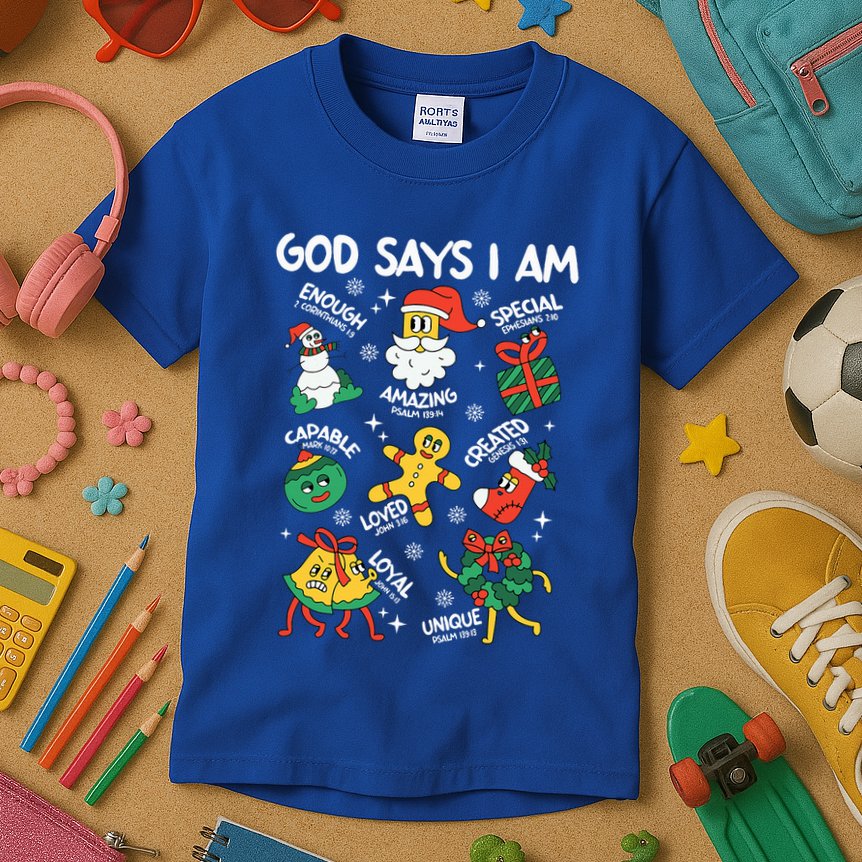 God Says I Am Christmas Lover   Christian Kids T-Shirt