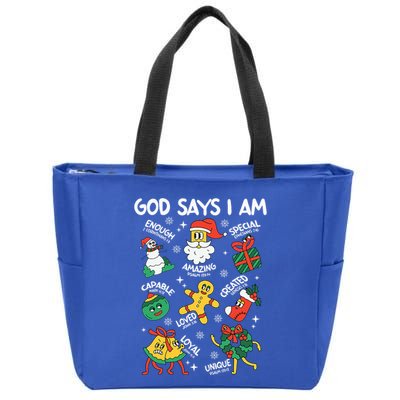 God Says I Am Christmas Lover   Christian Zip Tote Bag
