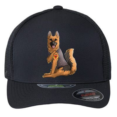 German Shepherd I Love Mom Tattoo Dog Mothers Day Flexfit Unipanel Trucker Cap