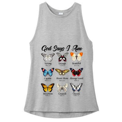 God Says I Am Butterfly Christian Jesus Lover Religious Ladies PosiCharge Tri-Blend Wicking Tank