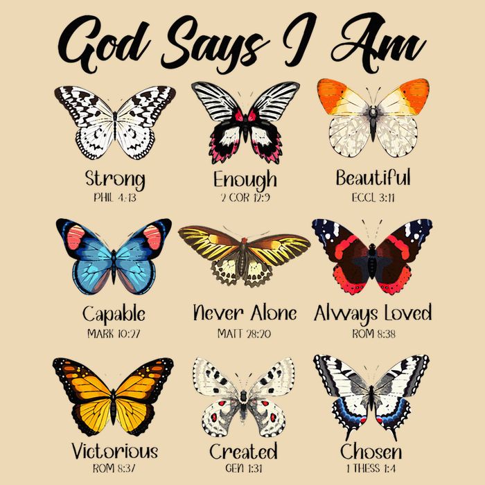 God Says I Am Butterfly Christian Jesus Lover Religious Drawstring Bag