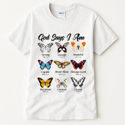 God Says I Am Butterfly Christian Jesus Lover Religious Tall T-Shirt