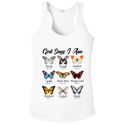 God Says I Am Butterfly Christian Jesus Lover Religious Ladies PosiCharge Competitor Racerback Tank