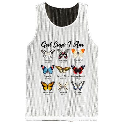God Says I Am Butterfly Christian Jesus Lover Religious Mesh Reversible Basketball Jersey Tank