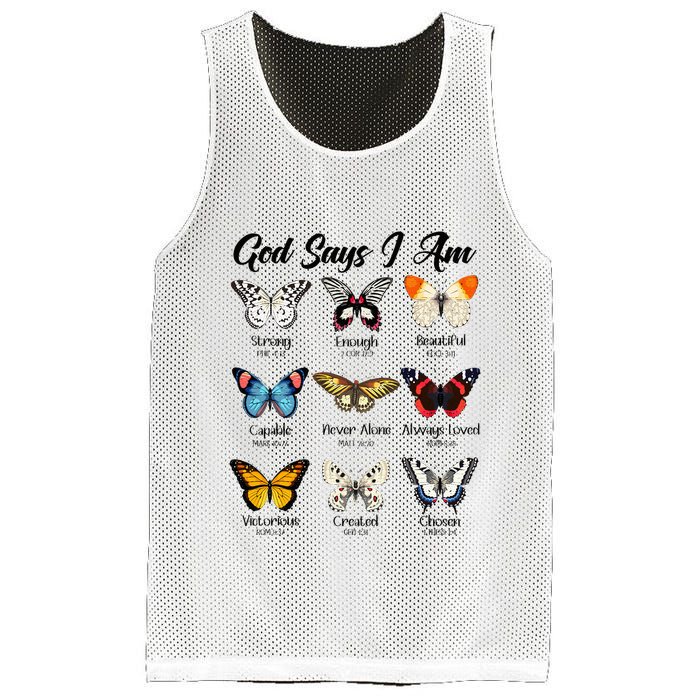 God Says I Am Butterfly Christian Jesus Lover Religious Mesh Reversible Basketball Jersey Tank