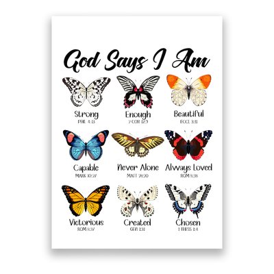 God Says I Am Butterfly Christian Jesus Lover Religious Poster