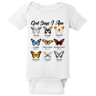 God Says I Am Butterfly Christian Jesus Lover Religious Baby Bodysuit
