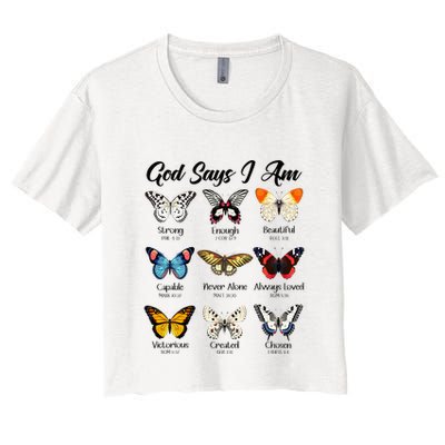 God Says I Am Butterfly Christian Jesus Lover Religious Crop Top